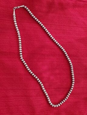 Sterling Silver Beaded Necklace - Classic Silver Tone